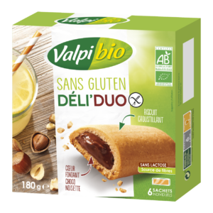 Barres Deli’Duo cœur cacao noisettes  180g (6 biscuits)
