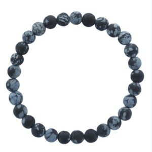 Bracelet perles rondes obsidienne mouchetée