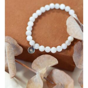 Bracelet perles rondes pierre de lune 6mm