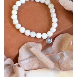 Bracelet perles rondes pierre de lune 8mm