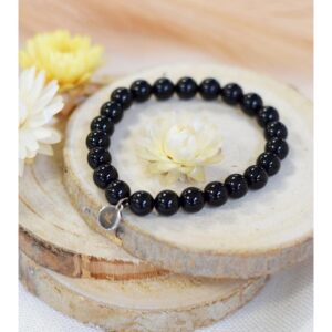 Bracelet perles rondes onyx noir 8mm