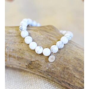 Bracelet Howlite Blanche Perles rondes 8 mm