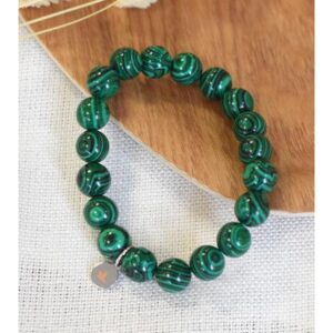 Bracelet Malachite Reconstituée Perles Rondes 10 mm