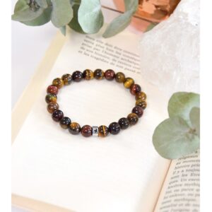 Bracelet Mix œil de tigre, œil de taureau, œil de faucon 8mm