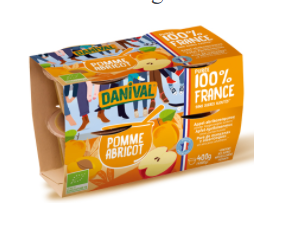 Purée pomme abricot 100% France 4 x 100g