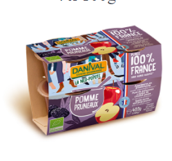 Purée pomme pruneau 100% France 4 x 100g