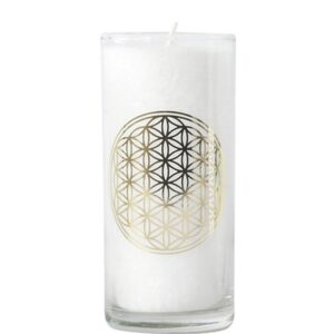 Bougie en cire végétale blanche Fleur de vie