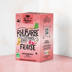 Tisane plaisir Rhubarbe Gingembre Fraise boite de 16 sachets